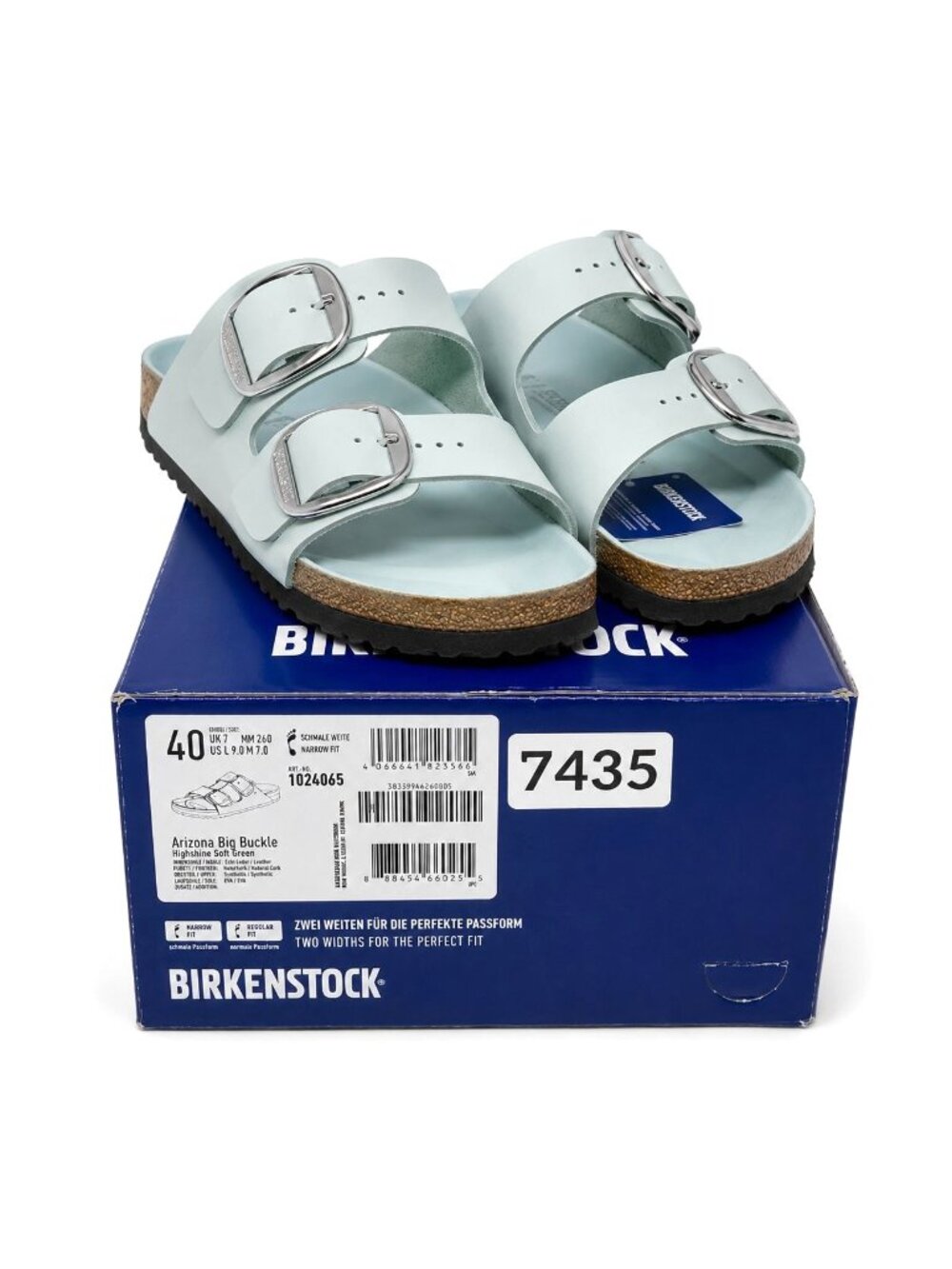 Birkenstock Arizona Big Buckle Surf Green Natural Leather Sandals Womens EU 40 - Picture 4 of 8